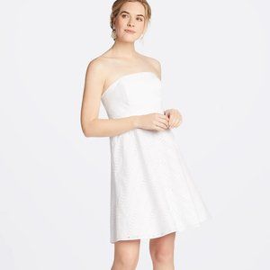 NWT Draper James White Eyelet Striped Strapless Dress Size 6